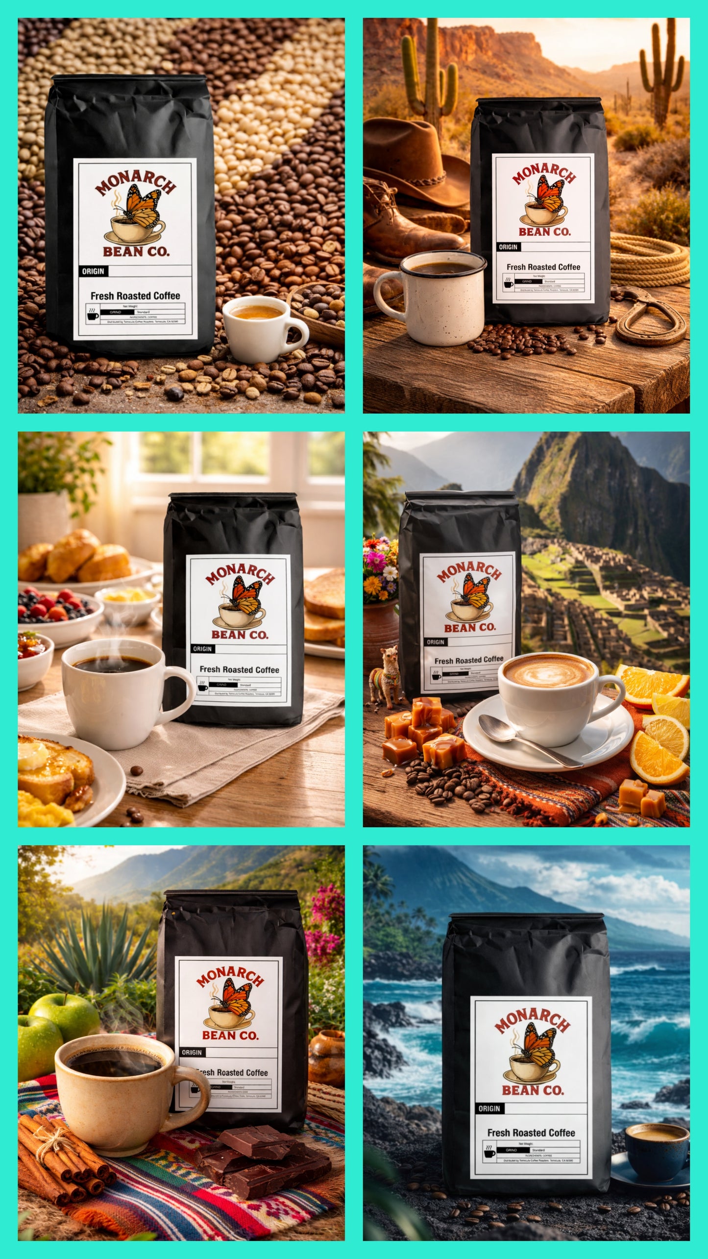 Best Sellers Sample Pack: 6Bean, Cowboy, Breakfast, Peru, Mexico, Bali